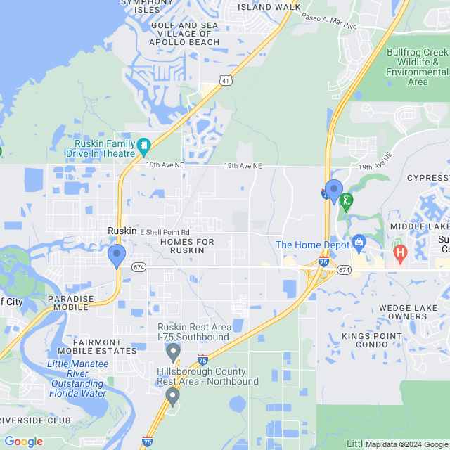 Map of veterinarians in Ruskin, FL