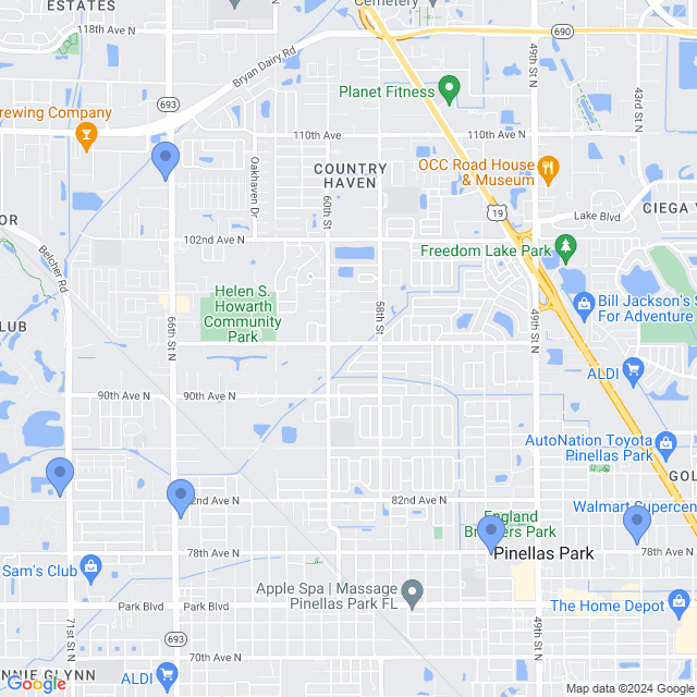 Map of veterinarians in Pinellas Park, FL