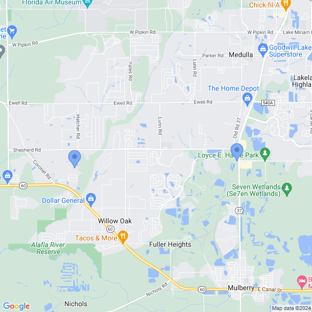 Map of veterinarians in Mulberry, FL