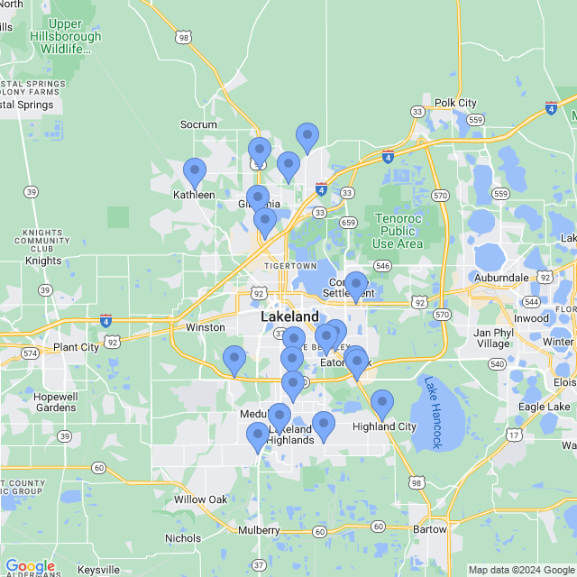 Map of veterinarians in Lakeland, FL