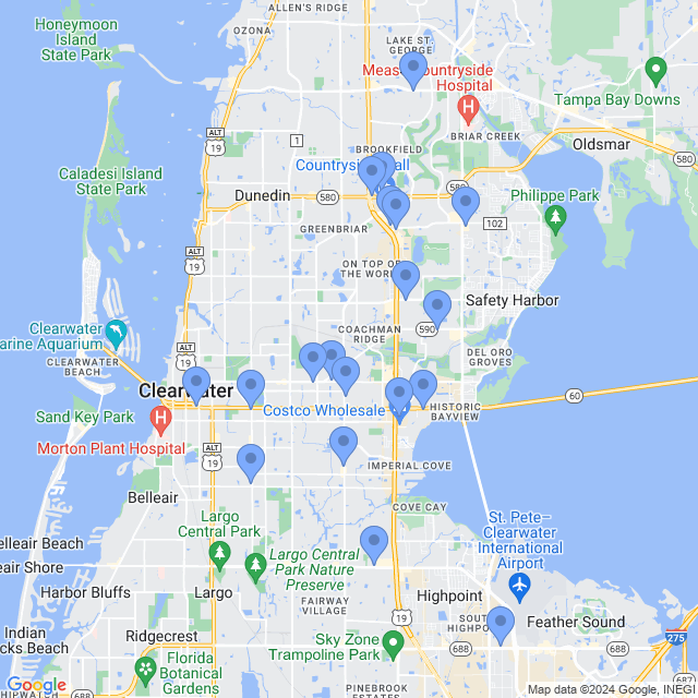 Map of veterinarians in Clearwater, FL