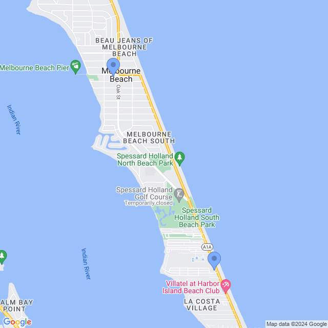 Map of veterinarians in Melbourne Beach, FL