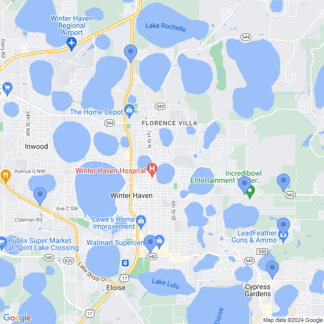 Map of veterinarians in Winter Haven, FL