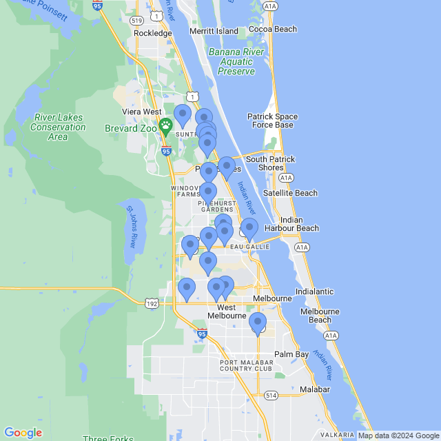 Map of veterinarians in Melbourne, FL