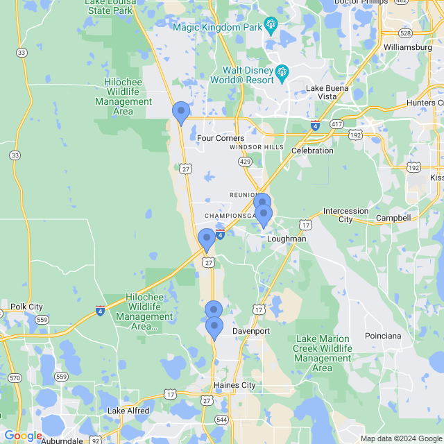 Map of veterinarians in Davenport, FL