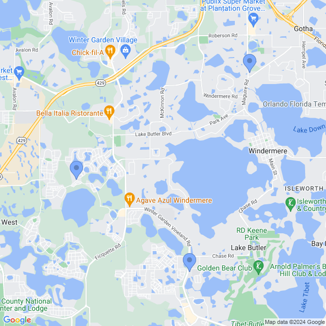 Map of veterinarians in Windermere, FL