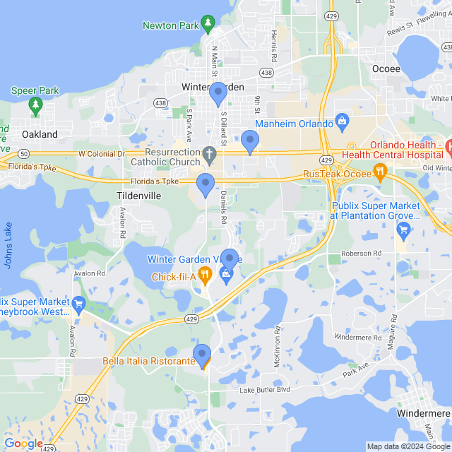 Map of veterinarians in Winter Garden, FL