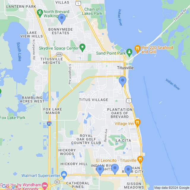 Map of veterinarians in Titusville, FL