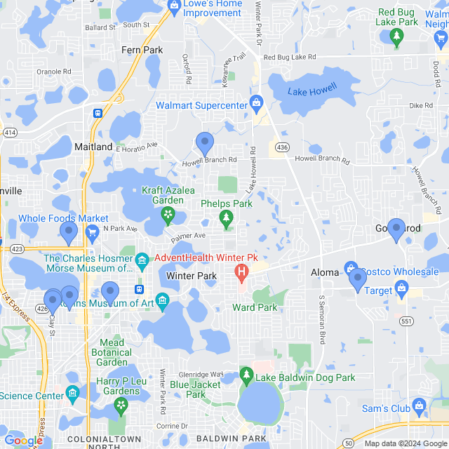 Map of veterinarians in Winter Park, FL