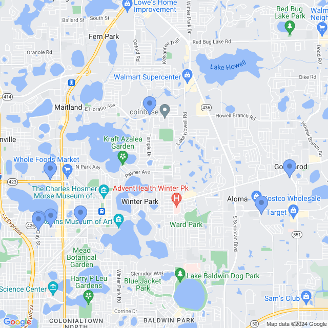Map of veterinarians in Winter Park, FL