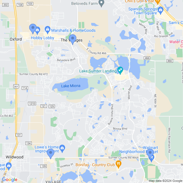 Map of veterinarians in The Villages, FL