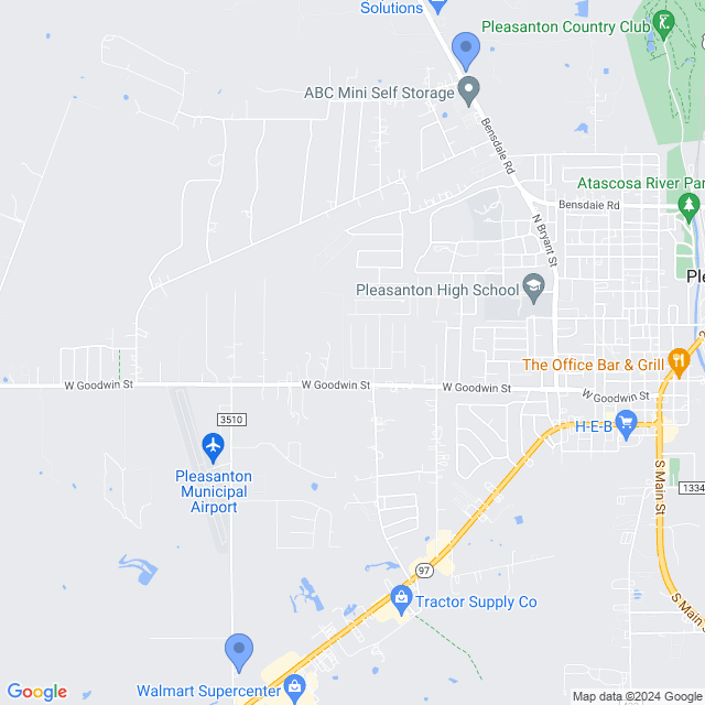 Map of veterinarians in Pleasanton, TX