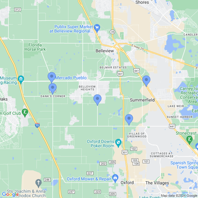 Map of veterinarians in Summerfield, FL