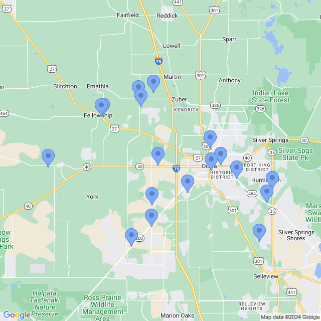 Map of veterinarians in Ocala, FL
