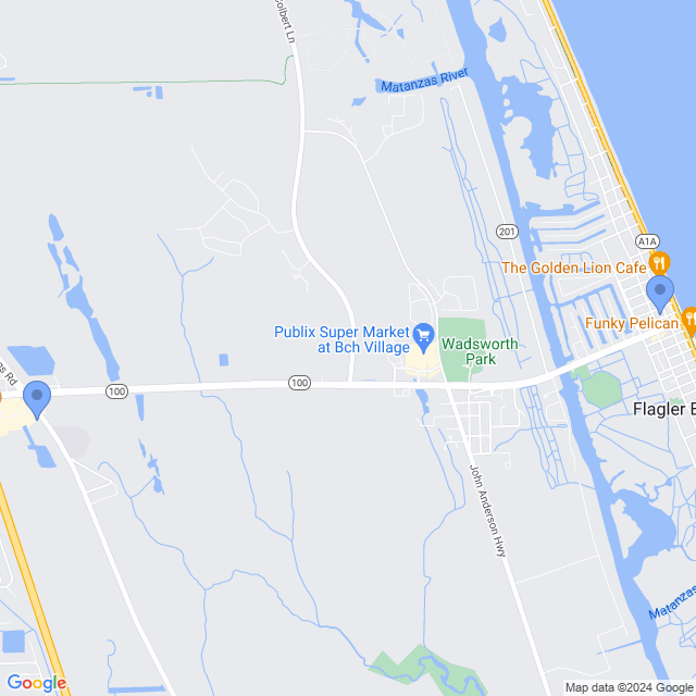 Map of veterinarians in Flagler Beach, FL