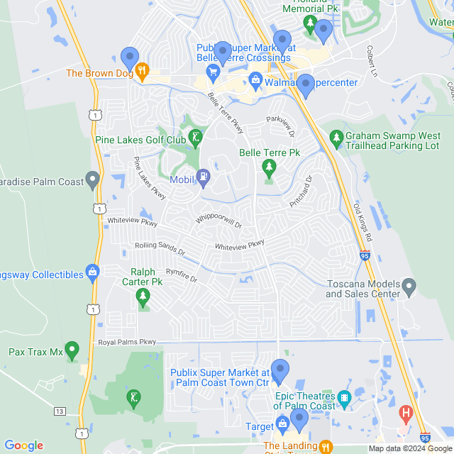 Map of veterinarians in Palm Coast, FL