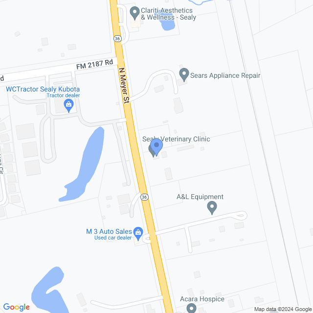 Map of veterinarians in Sealy, TX