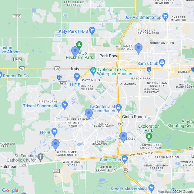 Map of veterinarians in Katy, TX