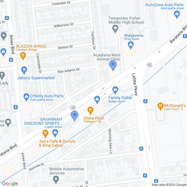 Map of veterinarians in Marrero, LA