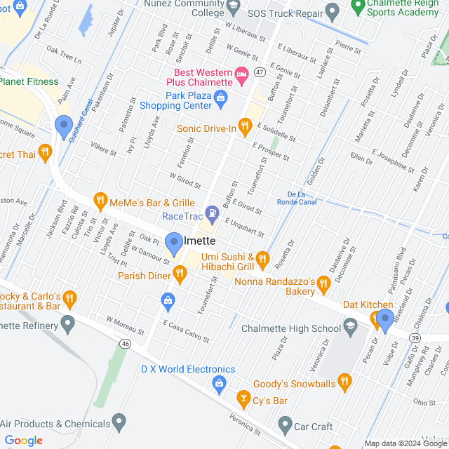 Map of veterinarians in Chalmette, LA