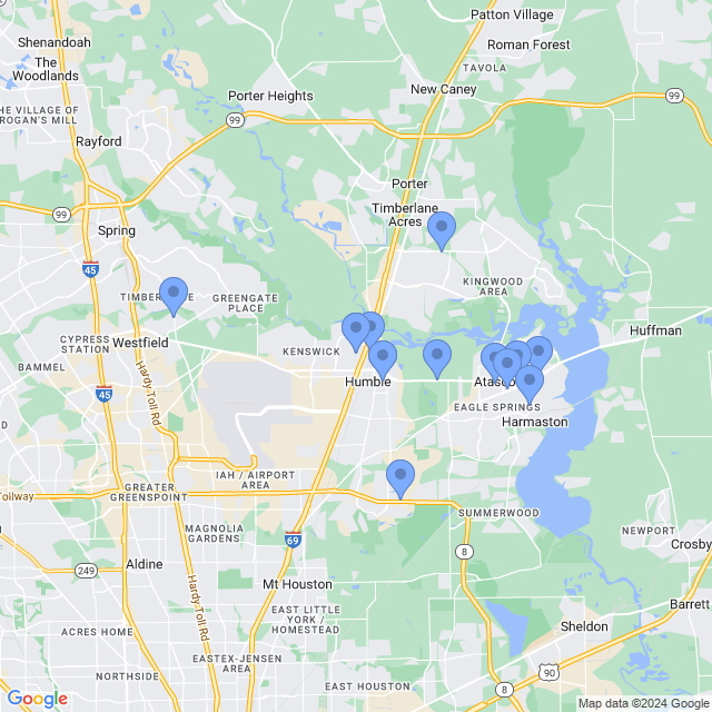 Map of veterinarians in Humble, TX