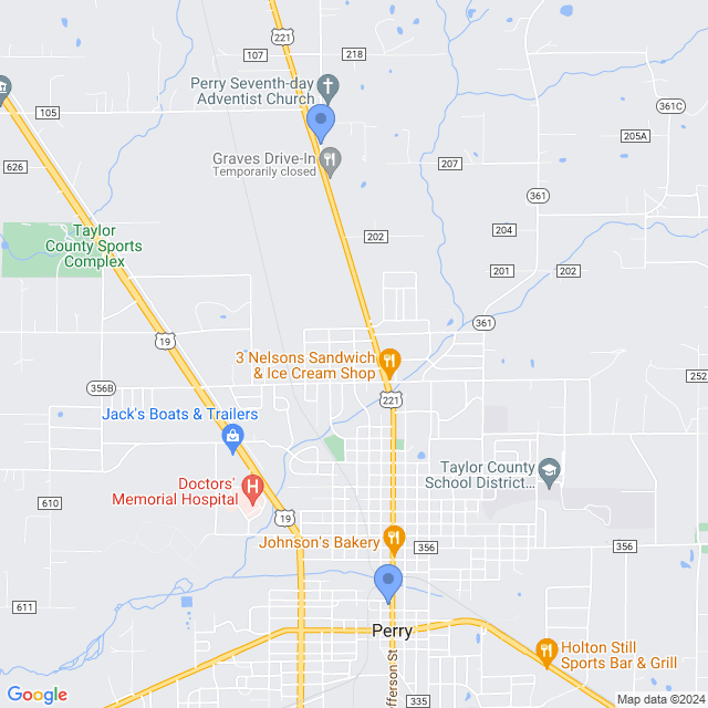 Map of veterinarians in Perry, FL