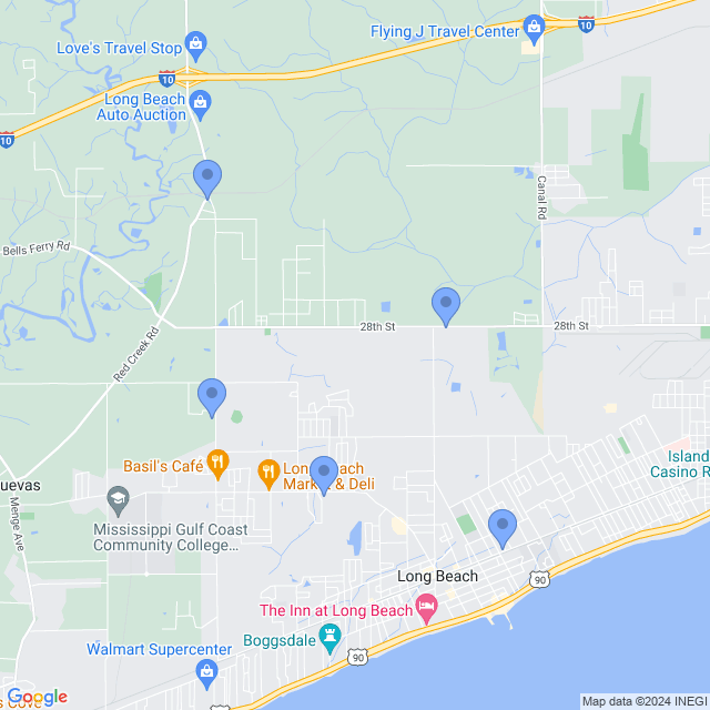 Map of veterinarians in Long Beach, MS