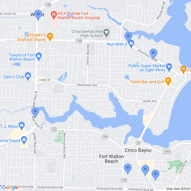 Map of veterinarians in Fort Walton Bch, FL