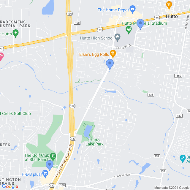 Map of veterinarians in Hutto, TX