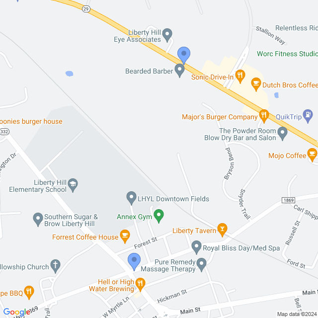 Map of veterinarians in Liberty Hill, TX