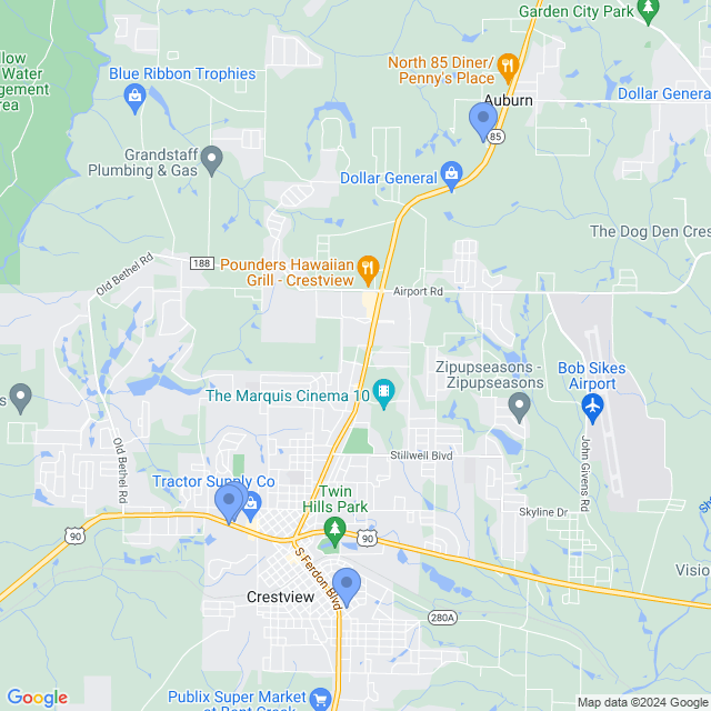 Map of veterinarians in Crestview, FL