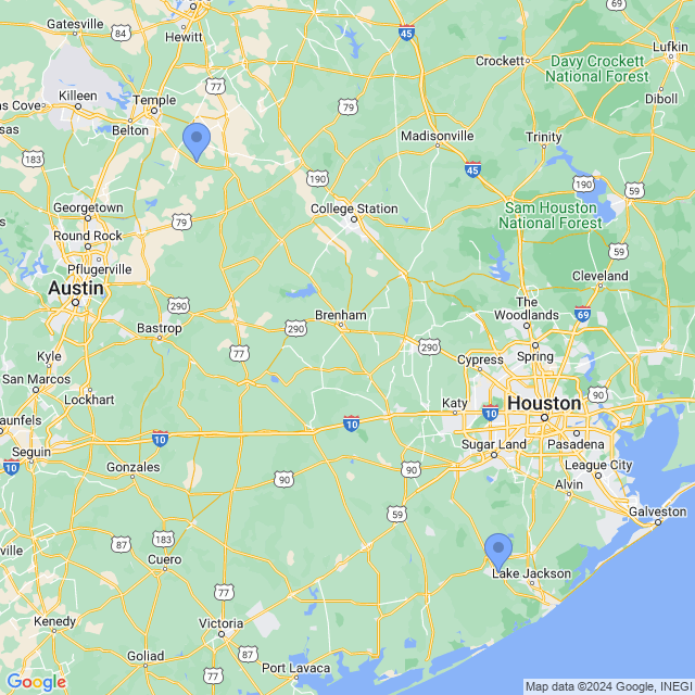 Map of veterinarians in Brazoria, TX