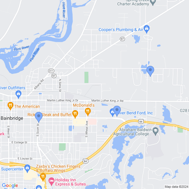 Map of veterinarians in Bainbridge, GA