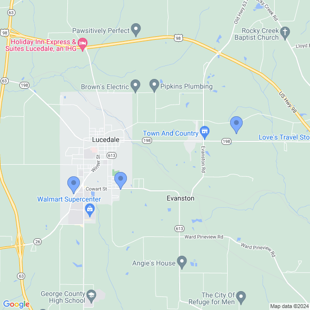 Map of veterinarians in Lucedale, MS