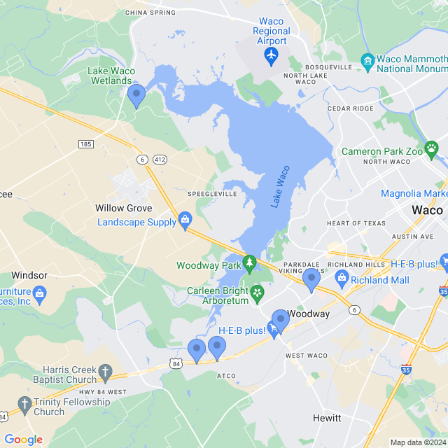 Map of veterinarians in Woodway, TX