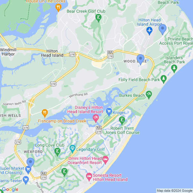 Map of veterinarians in Hilton Head Isle, SC