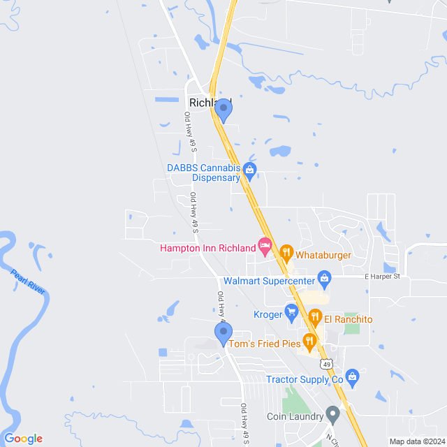 Map of veterinarians in Richland, MS