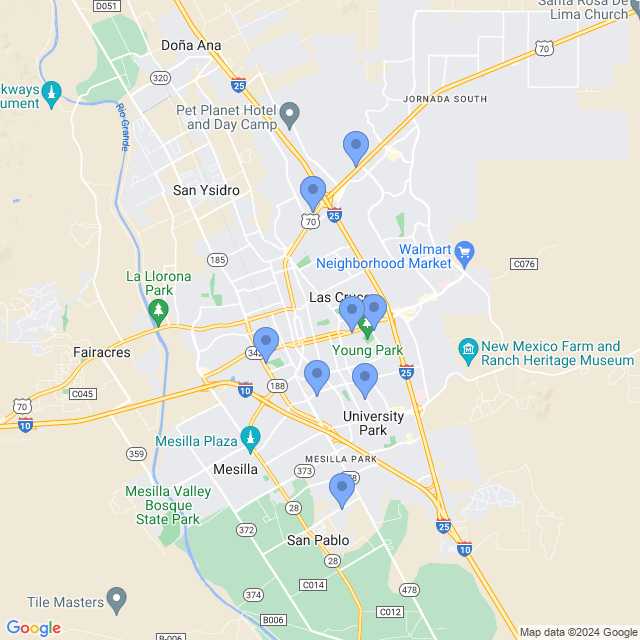 Map of veterinarians in Las Cruces, NM