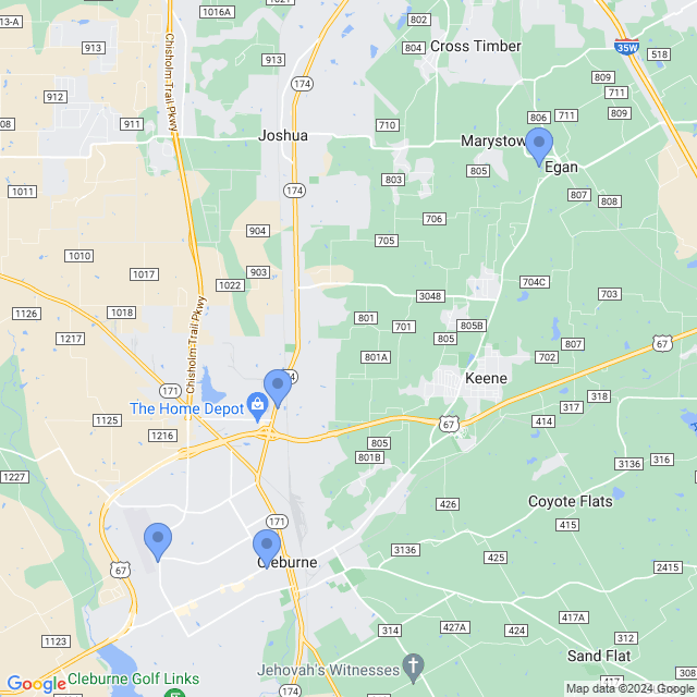 Map of veterinarians in Cleburne, TX