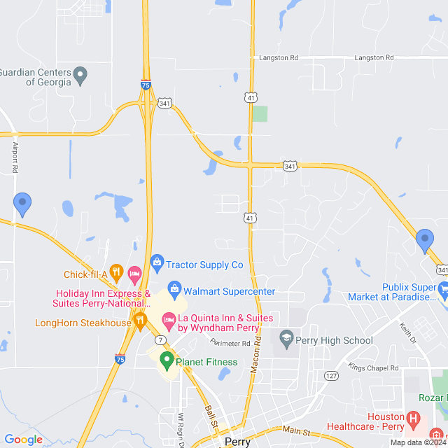 Map of veterinarians in Perry, GA