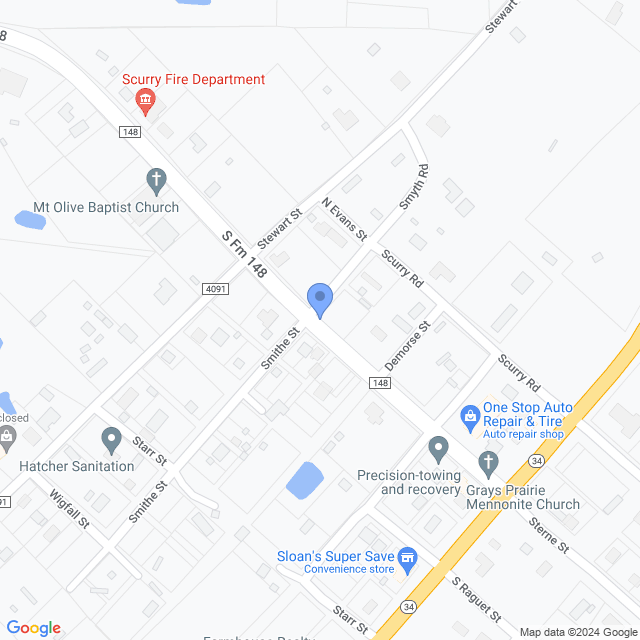 Map of veterinarians in Scurry, TX