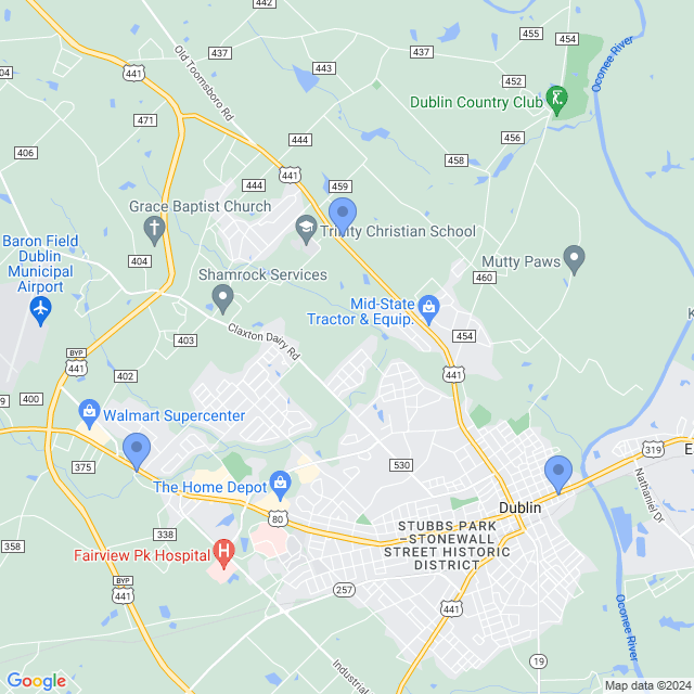 Map of veterinarians in Dublin, GA