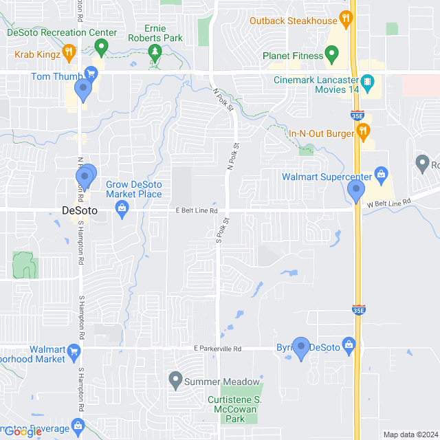Map of veterinarians in Desoto, TX