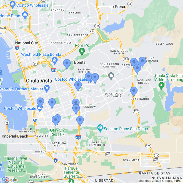 Map of veterinarians in Chula Vista, CA