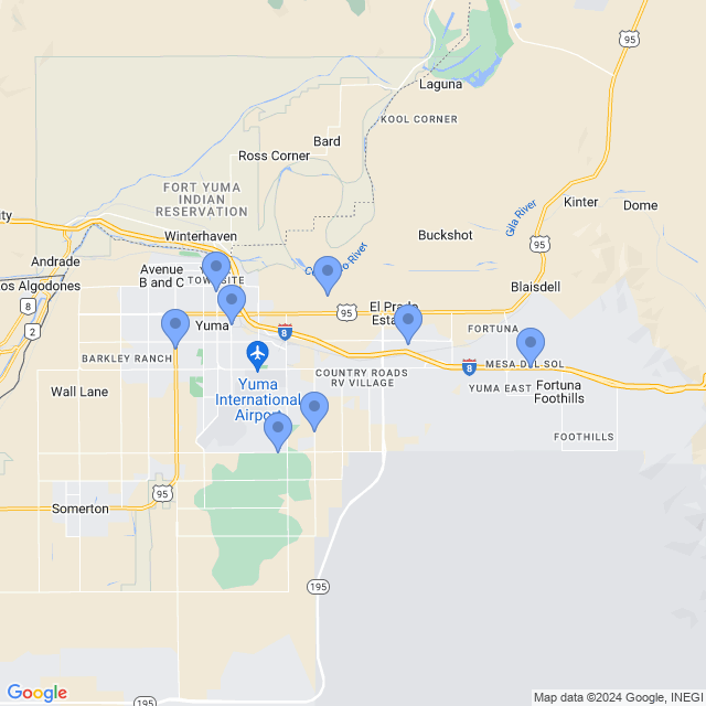 Map of veterinarians in Yuma, AZ