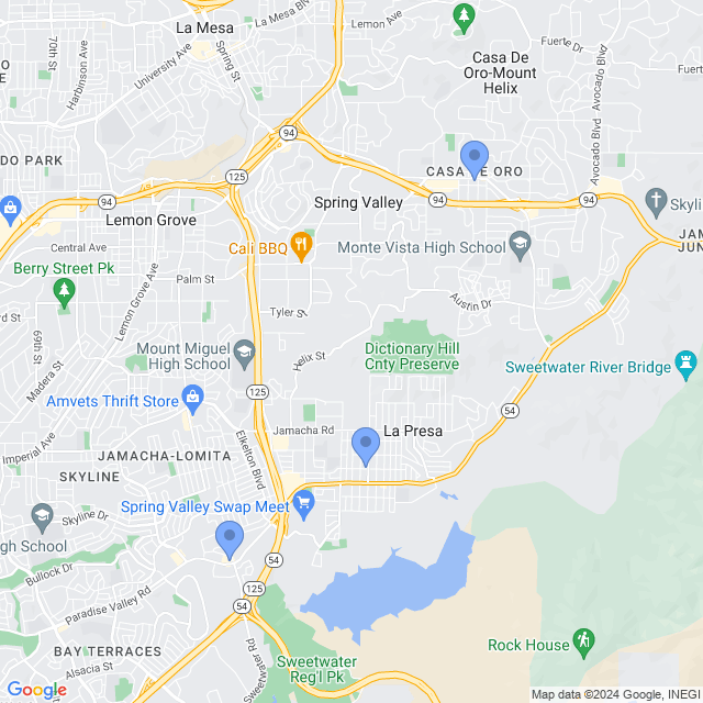 Map of veterinarians in Spring Valley, CA