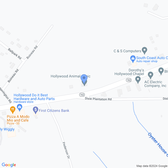 Map of veterinarians in Hollywood, SC
