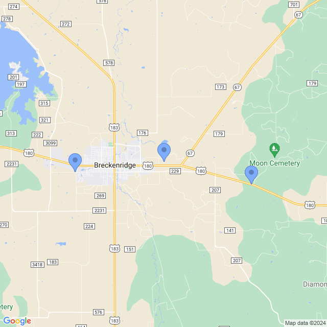 Map of veterinarians in Breckenridge, TX