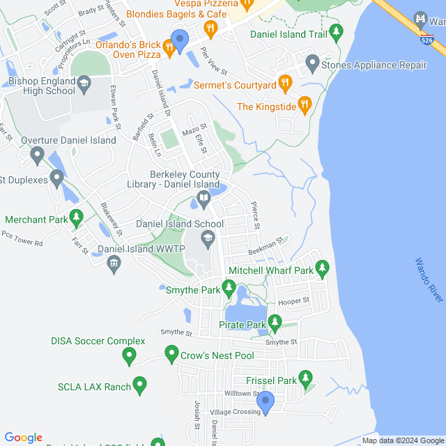 Map of veterinarians in Daniel Island, SC