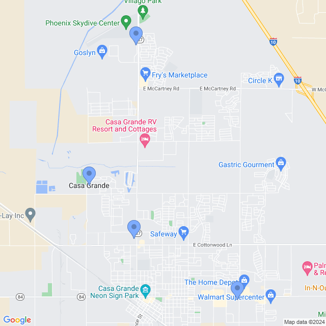 Map of veterinarians in Casa Grande, AZ